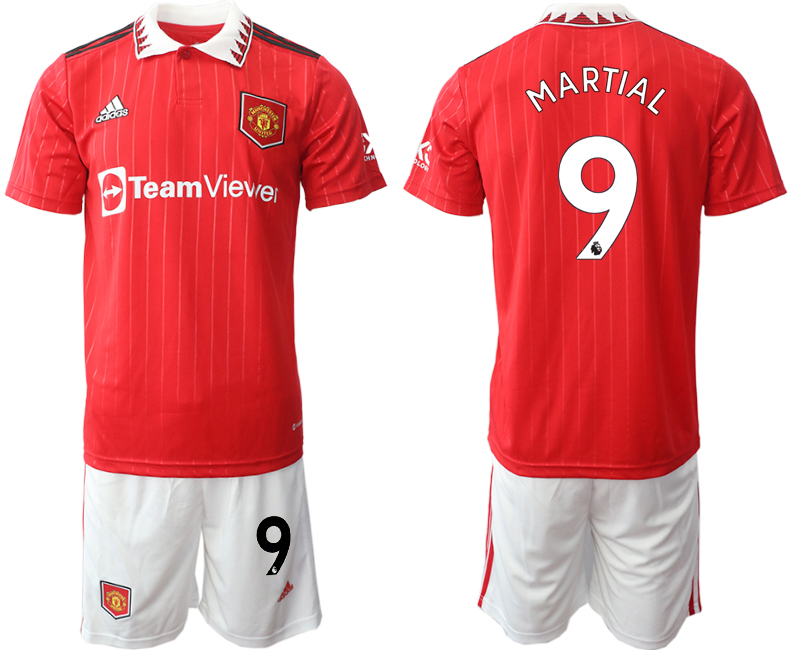 Men 2022-2023 Club Manchester United home Red #9 Adidas Soccer Jersey